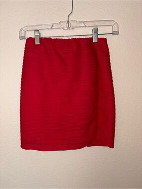 Forever 21 Red Ribbed Mini Skirt
